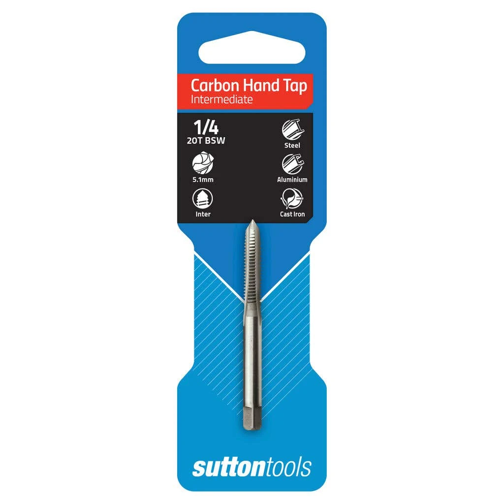 Sutton Tools Carbon Hand Tap Intermediate 1/4" X 20T BSW 1 Sutton Tools Carbon Hand Tap Intermediate 1/4" X 20T BSW