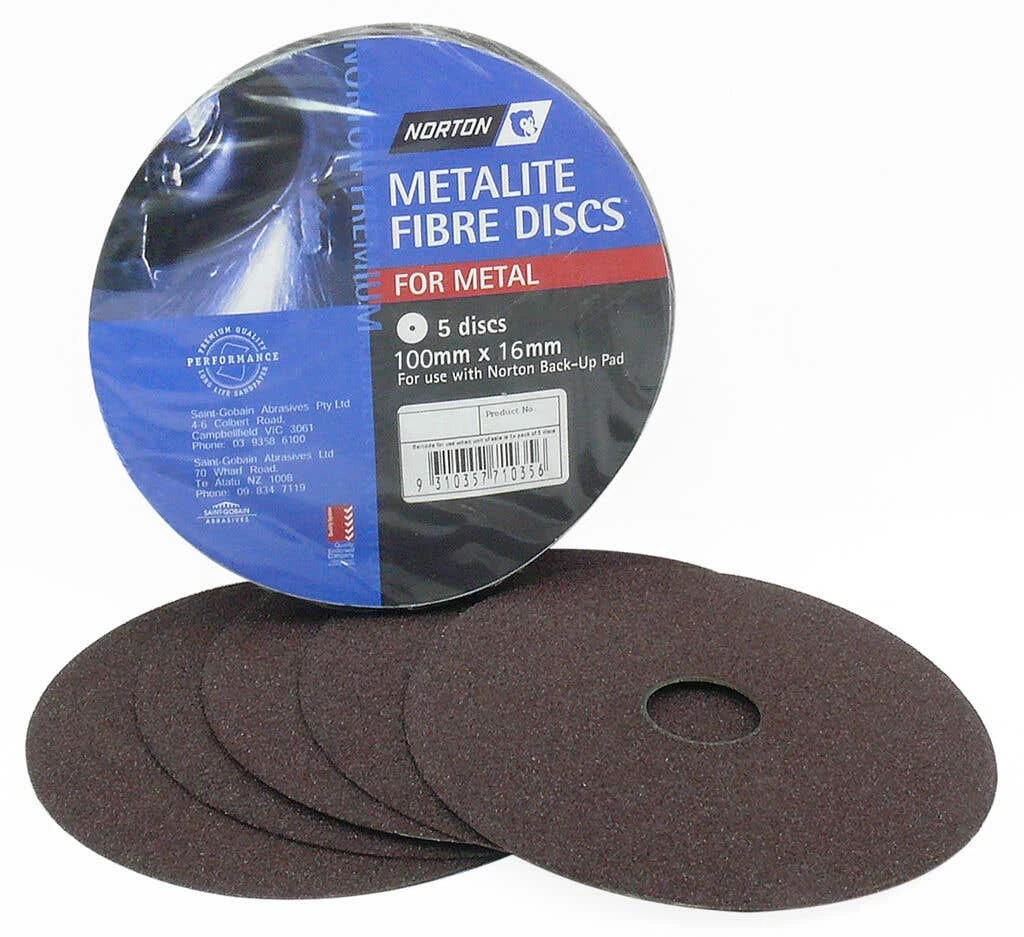 Norton Metalite Fibre Disc 100 X 16mm P16 - 5 Pack 1 Norton Metalite Fibre Disc 100 X 16mm P16 - 5 Pack