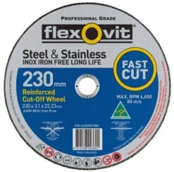 Flexovit Steel Stainless Cut-Off Wheel 230 X 3.1 X 22mm