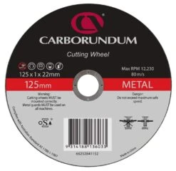 Carborundum Metal Cut-Off Wheel Ultra Thin 125 X 1 X 22mm - 10 Pack