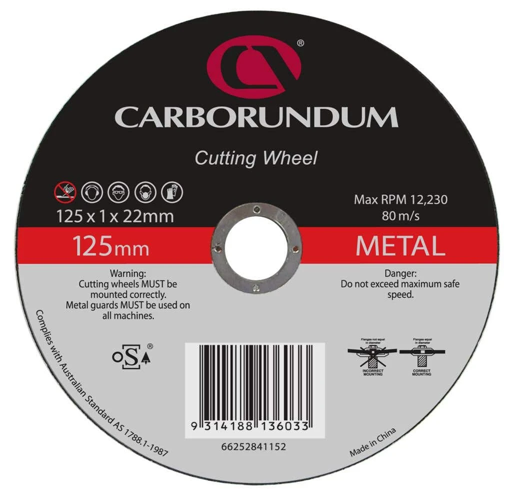Carborundum Metal Cut-Off Wheel Ultra Thin 125 X 1 X 22mm - 10 Pack 1 Carborundum Metal Cut-Off Wheel Ultra Thin 125 X 1 X 22mm - 10 Pack