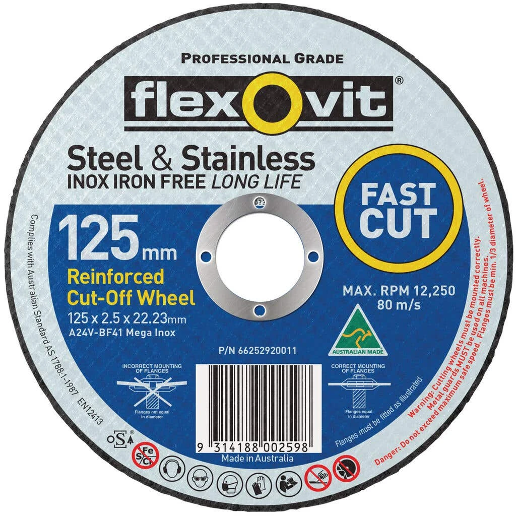 Flexovit Steel & Stainless Cut-Off Wheel 125 X 2.5 X 22mm 1 Flexovit Steel & Stainless Cut-Off Wheel 125 X 2.5 X 22mm