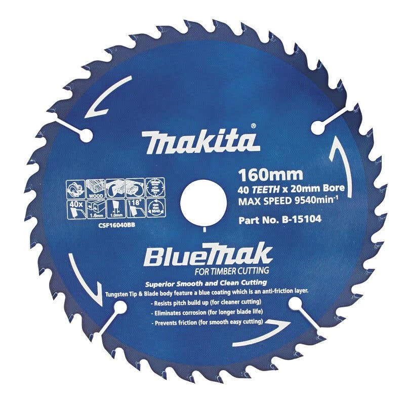 Makita Saw Blade BlueMak 160 X 20mm Bore X 40T 2 Makita Saw Blade BlueMak 160 X 20mm Bore X 40T - Image 2