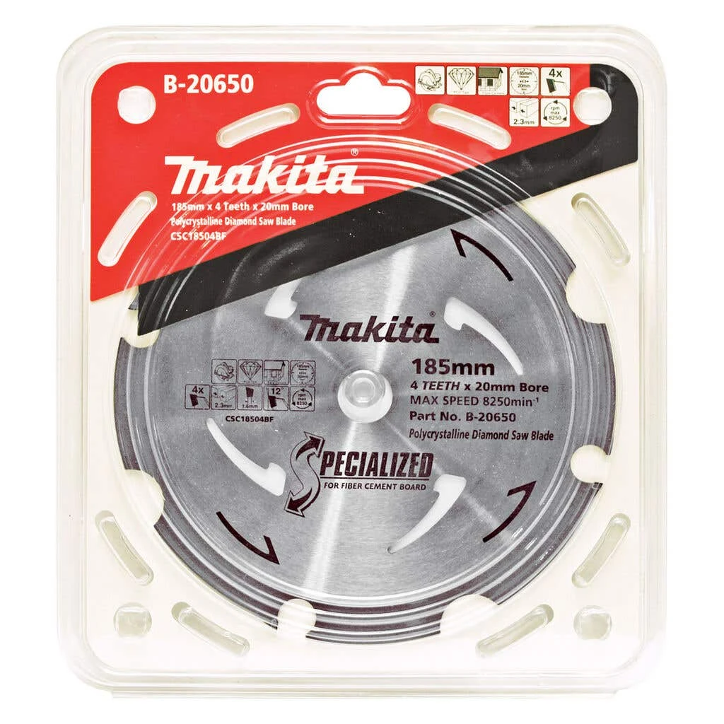 Makita PCD Fibre Cement Saw Blade 4T 185 X 20mm 1 Makita PCD Fibre Cement Saw Blade 4T 185 X 20mm
