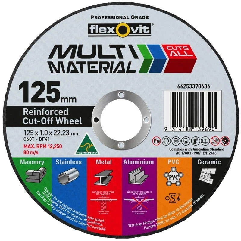 Flexovit Multi Material Cut-Off Wheel 125 X 1 X 22mm 2 Flexovit Multi Material Cut-Off Wheel 125 X 1 X 22mm - Image 2