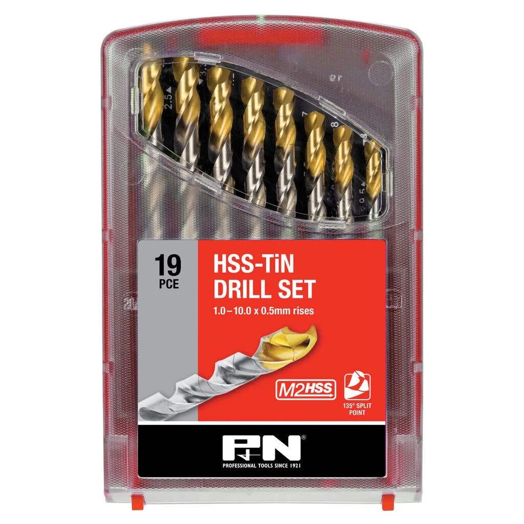 P&N HSS TiN Drill Set 1.0 - 10.0 X 0.5mm - 19 Piece 1 P&N HSS TiN Drill Set 1.0 - 10.0 X 0.5mm - 19 Piece