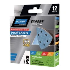 Norton Sanding Detail Sheet P80 Grit 93 X 93mm - 12 Pack