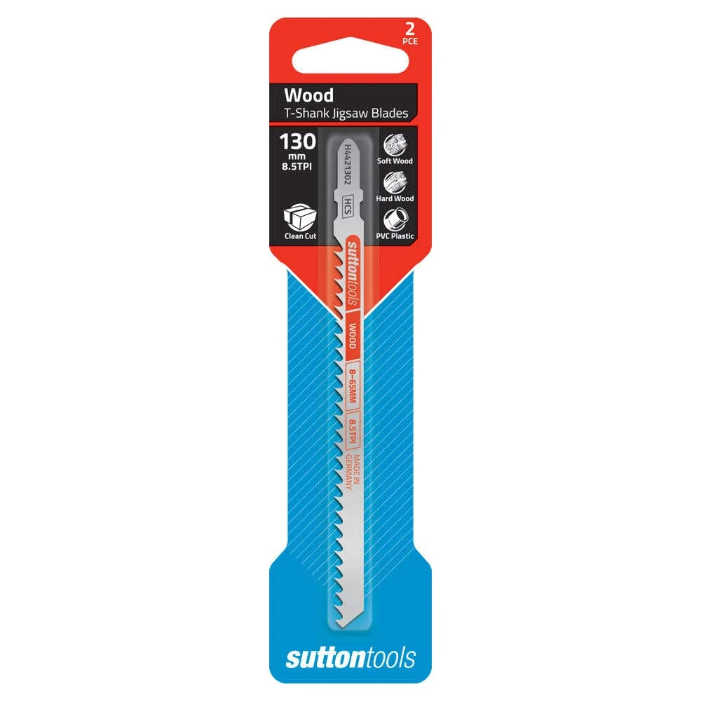 Sutton Tools T-Shank Jigsaw Blade Clean Cut 130mm - 2 Piece 1 Sutton Tools T-Shank Jigsaw Blade Clean Cut 130mm - 2 Piece