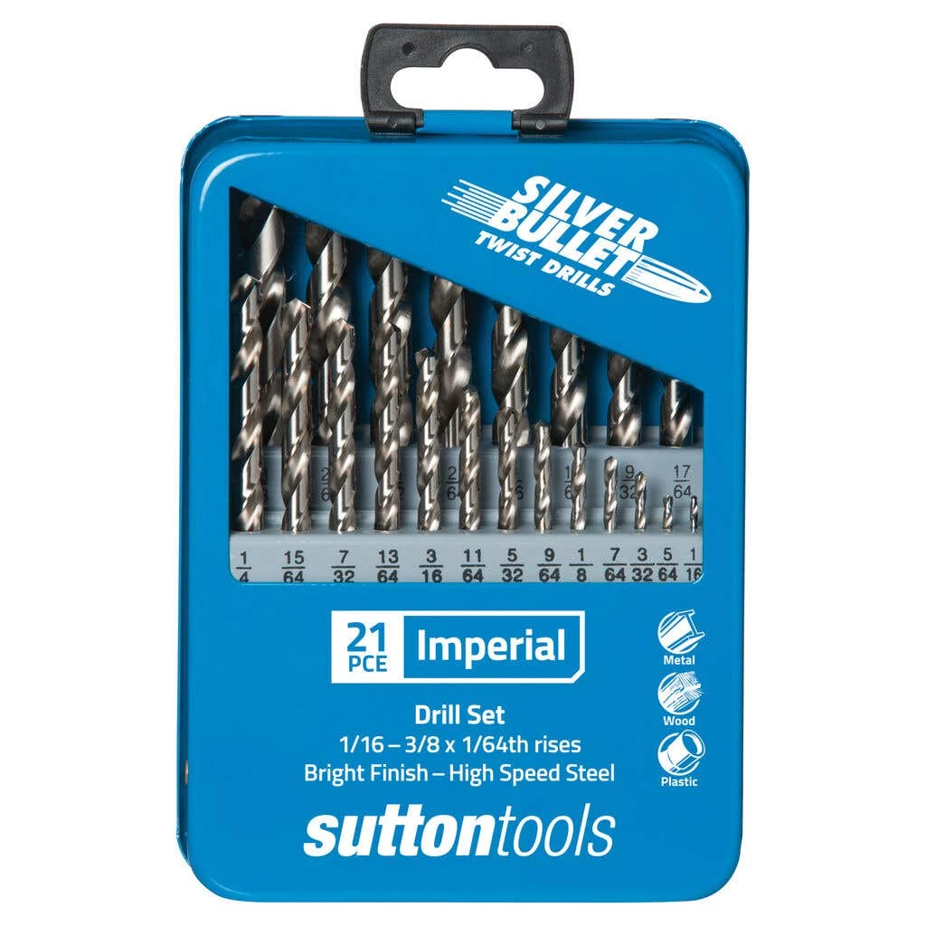 Sutton Tools Silver Bullet Jobber Drill Set - 21 Piece 1 Sutton Tools Silver Bullet Jobber Drill Set - 21 Piece