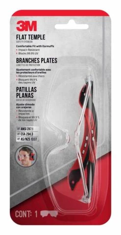 3M Flat Temple Safety Glasses Clear Lens