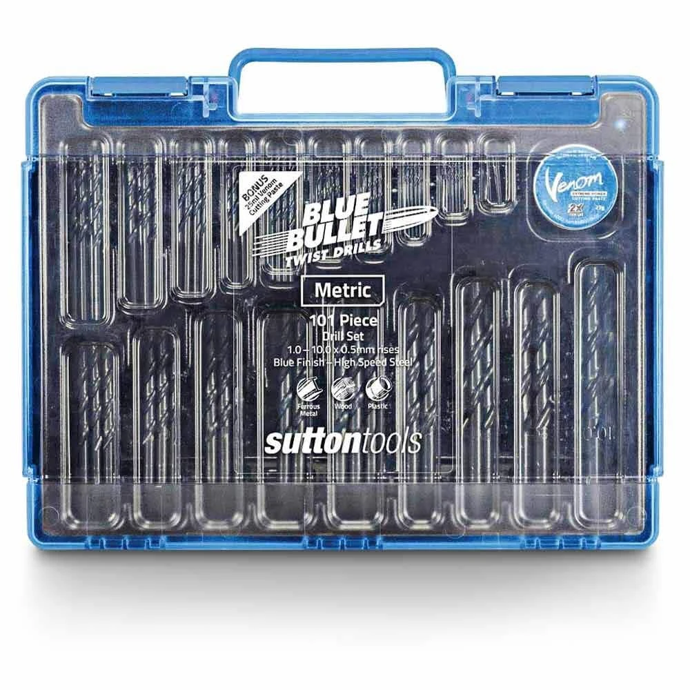 Sutton Tools Blue Bullet Jobber Drill Bit Set 1.0 - 10 X 0.5mm - 101 Piece 1 Sutton Tools Blue Bullet Jobber Drill Bit Set 1.0 - 10 X 0.5mm - 101 Piece