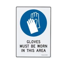 Sandleford Safety Sign Gloves Must Be Worn White/Black/Blue 300 X 450mm