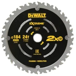 DEWALT Extreme 2x Life Circular Saw Blade Demolition 24T 184mm