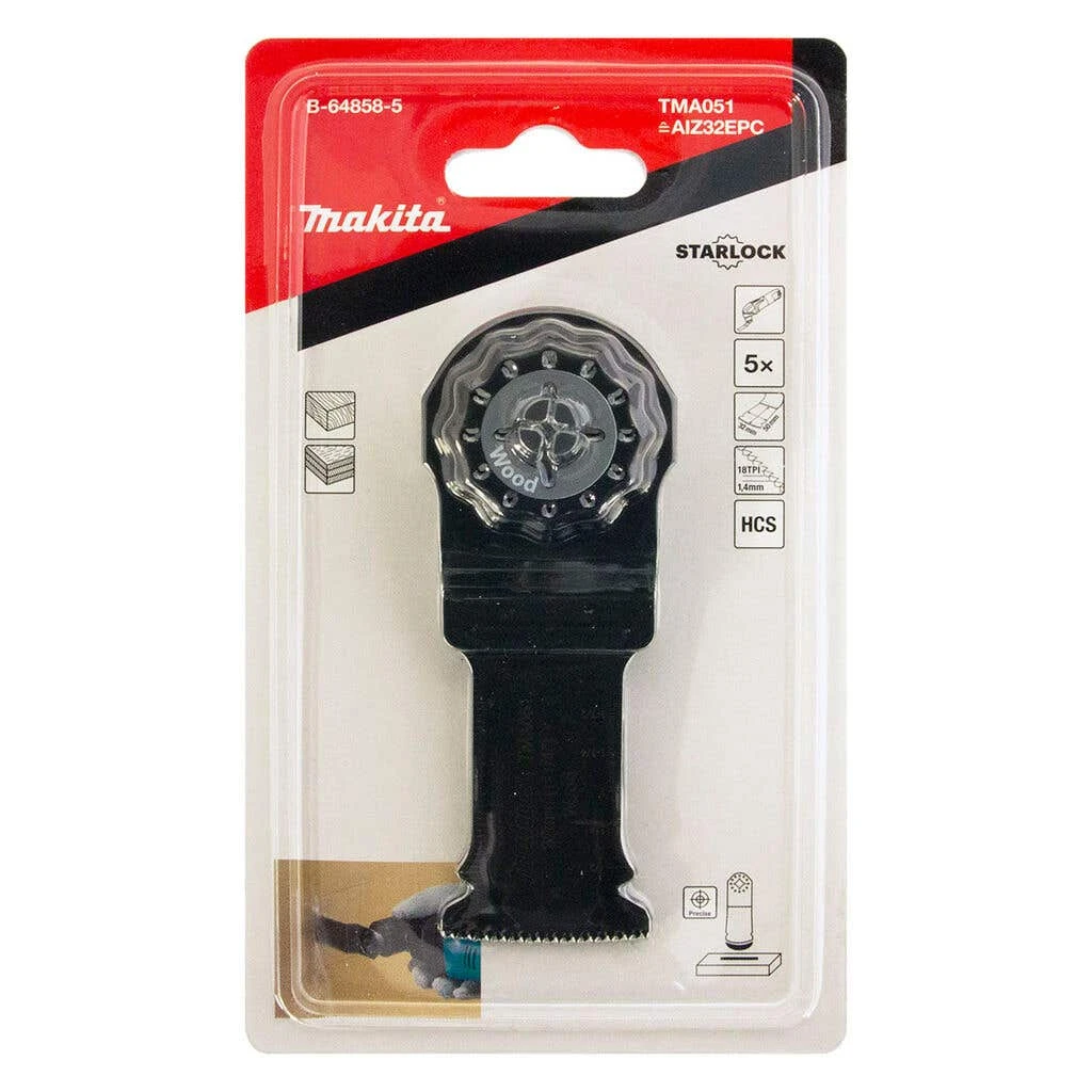 Makita Multitool HCS Plunge Cut Blade 18TPI 32 X 50mm - 5 Pack 1 Makita Multitool HCS Plunge Cut Blade 18TPI 32 X 50mm - 5 Pack