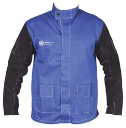 Weldclass Promax Blue Welding Jacket With Leather Sleeves XL