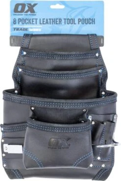 Ox 8 Pocket Leather Tool Pouch Black