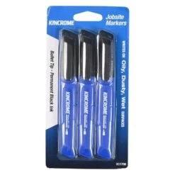 Kincrome Marker Perm Med Bullet Tip Black - 3 Pack