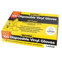 UNi-PRO Disposable Vinyl Gloves Large - 100 Pieces