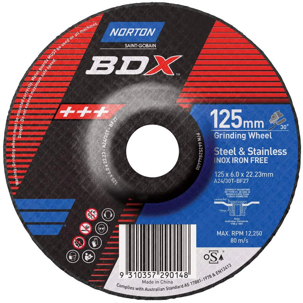 Norton BDX Grinding Wheel 125 X 6.0 X 22.23mm 1 Norton BDX Grinding Wheel 125 X 6.0 X 22.23mm
