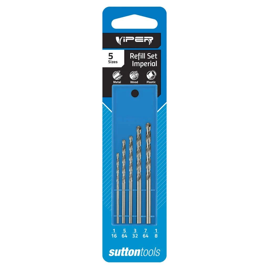 Sutton Tools Imperial Viper Drill Bit Refill Set 1/16-1/8" - 5 Piece 1 Sutton Tools Imperial Viper Drill Bit Refill Set 1/16-1/8" - 5 Piece