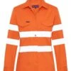 Green Hip Long Sleeve Hi-Vis Reflective Shirt Orange