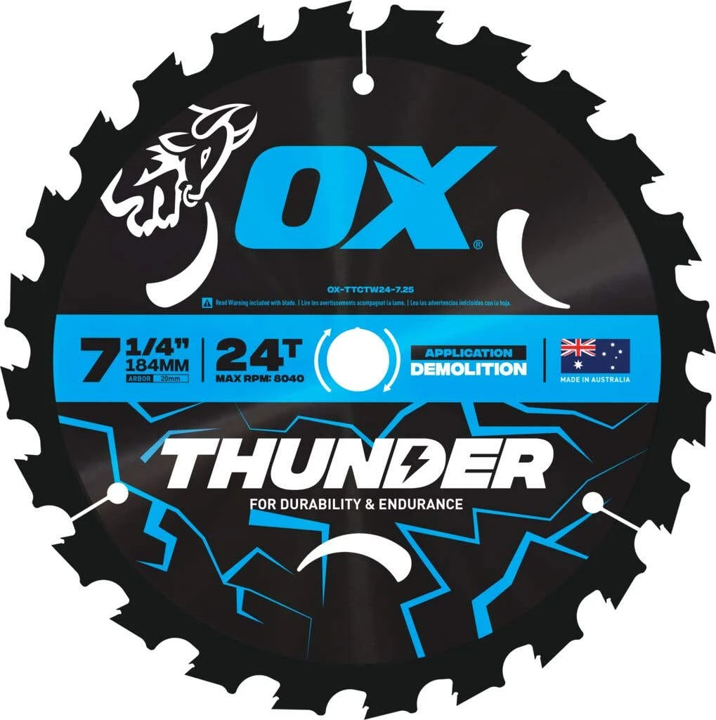 Ox Pro Thunder Circular Saw Blade 24T 7 1/4" 1 Ox Pro Thunder Circular Saw Blade 24T 7 1/4"