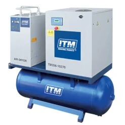ITM 10hp Rotary Screw 3 Phase Air Compressor Refrigerated Dryer FAD 1080l/min 270L